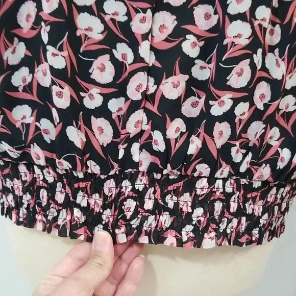 {Ann Taylor Factory} Floral Print Polyester Ruffled Blouse - Picture 7 of 14